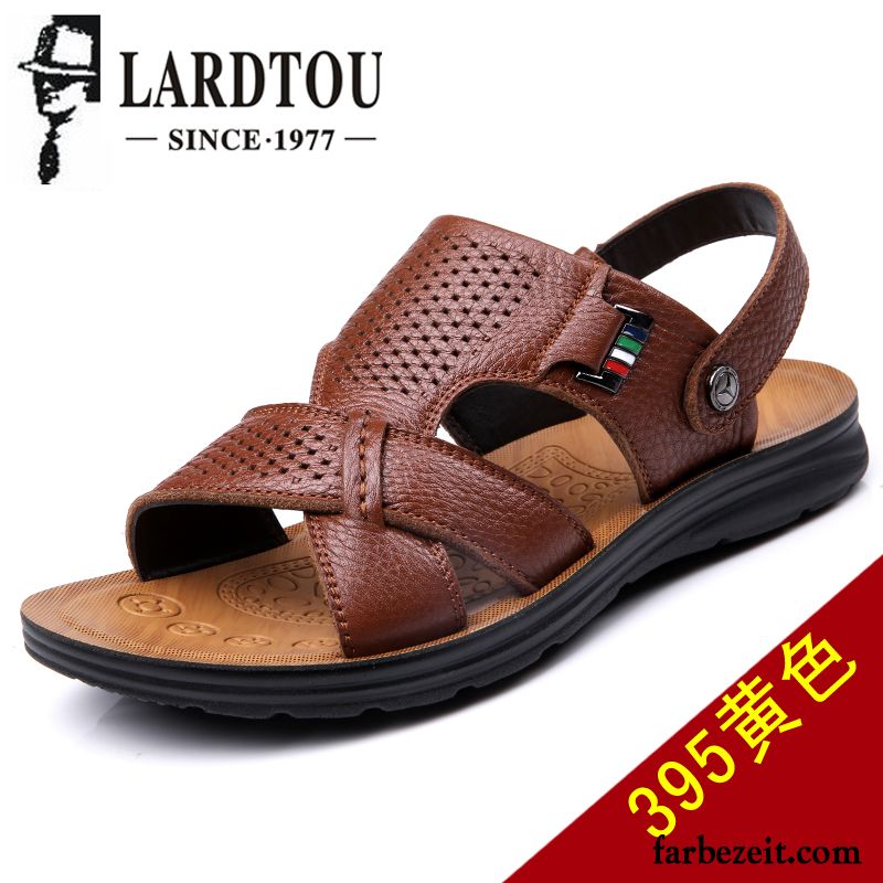 Herren Outdoor Schuhe Original Casual Sandalen Leder Echtleder Trend Sommer Pantolette Neue Atmungsaktiv Rabatt