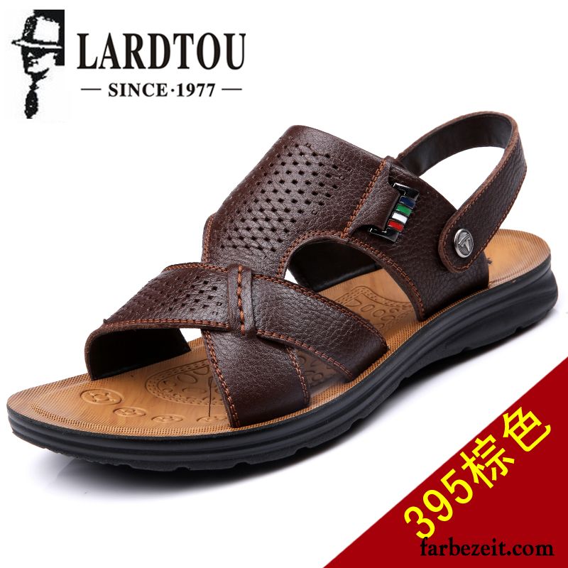 Herren Outdoor Schuhe Original Casual Sandalen Leder Echtleder Trend Sommer Pantolette Neue Atmungsaktiv Rabatt