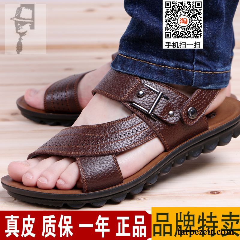 Herren Outdoor Schuhe Original Casual Sandalen Leder Echtleder Trend Sommer Pantolette Neue Atmungsaktiv Rabatt