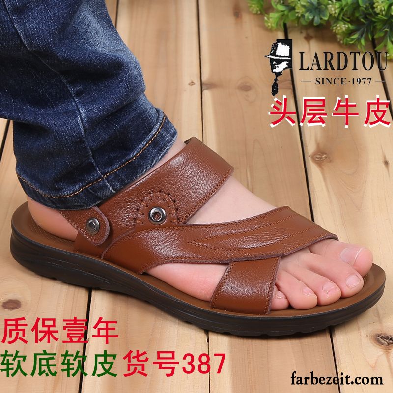 Herren Outdoor Schuhe Original Casual Sandalen Leder Echtleder Trend Sommer Pantolette Neue Atmungsaktiv Rabatt