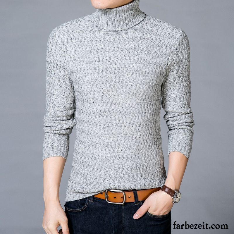 Herren Pullover Beige Fest Rollkragen Überzieher Schlank Warme Strickwaren Herbst Lange Ärmel Winter Kaufen