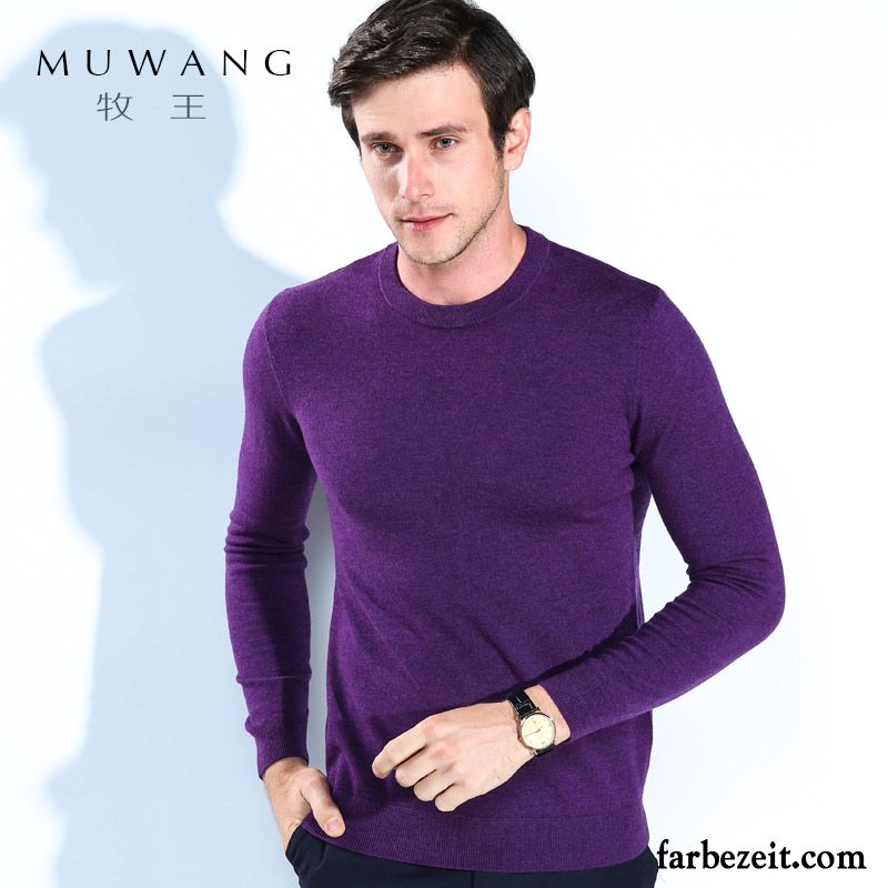 Herren Pullover Stehkragen Freizeit Strickwaren Rein Jugend Wollpullover Rundhals Wolle Günstig