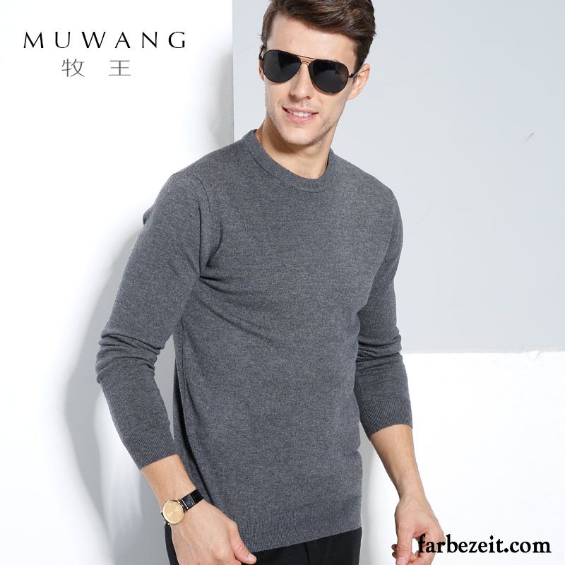 Herren Pullover Stehkragen Freizeit Strickwaren Rein Jugend Wollpullover Rundhals Wolle Günstig