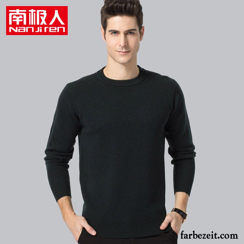 Herren Pullover Slim Fit Winter Pullover Rein Strickwaren Wolle Rundhals Verdickung