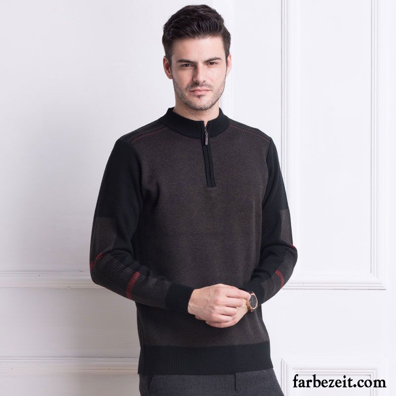 Herren Pullover Slim Fit Wollpullover Strickwaren Verdickung Reißverschluss Günstig