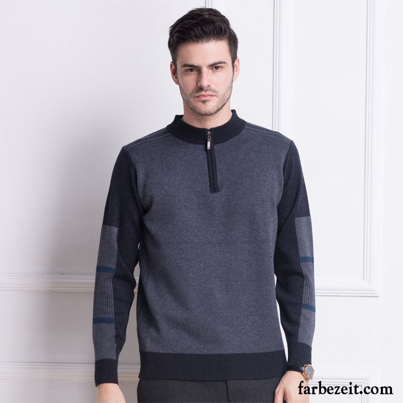 Herren Pullover Slim Fit Wollpullover Strickwaren Verdickung Reißverschluss Günstig