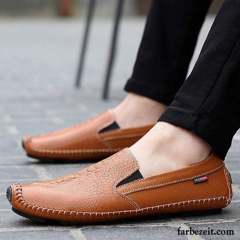 Herren Sandalen Braun Schuhe Trend Casual Persönlichkeit Allgleiches Lederschue Faul Sommer Neue Echtleder Günstig