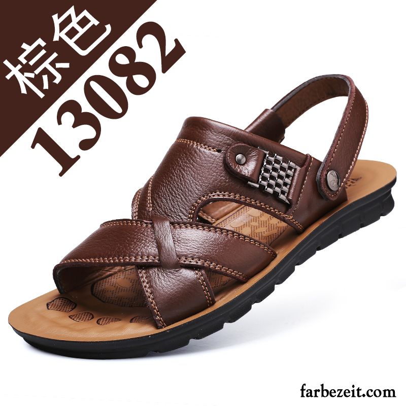 Herren Sandalen Modisch Casual Sandalen Trend Atmungsaktiv Leder Echtleder Rutschsicher Strand Schuhe Sommer Neue