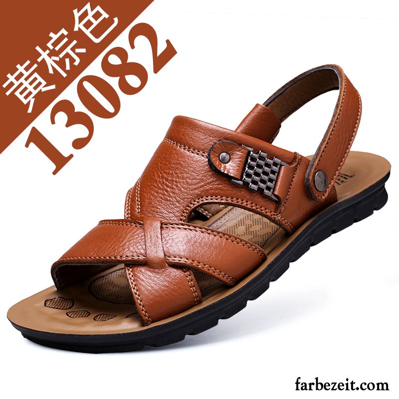 Herren Sandalen Modisch Casual Sandalen Trend Atmungsaktiv Leder Echtleder Rutschsicher Strand Schuhe Sommer Neue