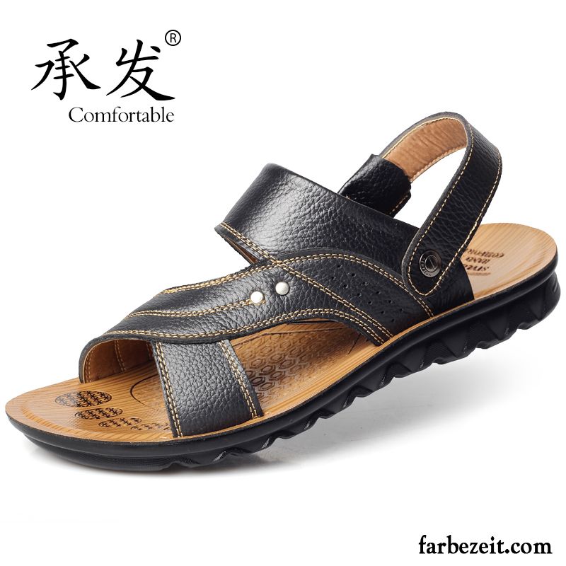 Herren Sandalen Modisch Casual Sandalen Trend Atmungsaktiv Leder Echtleder Rutschsicher Strand Schuhe Sommer Neue