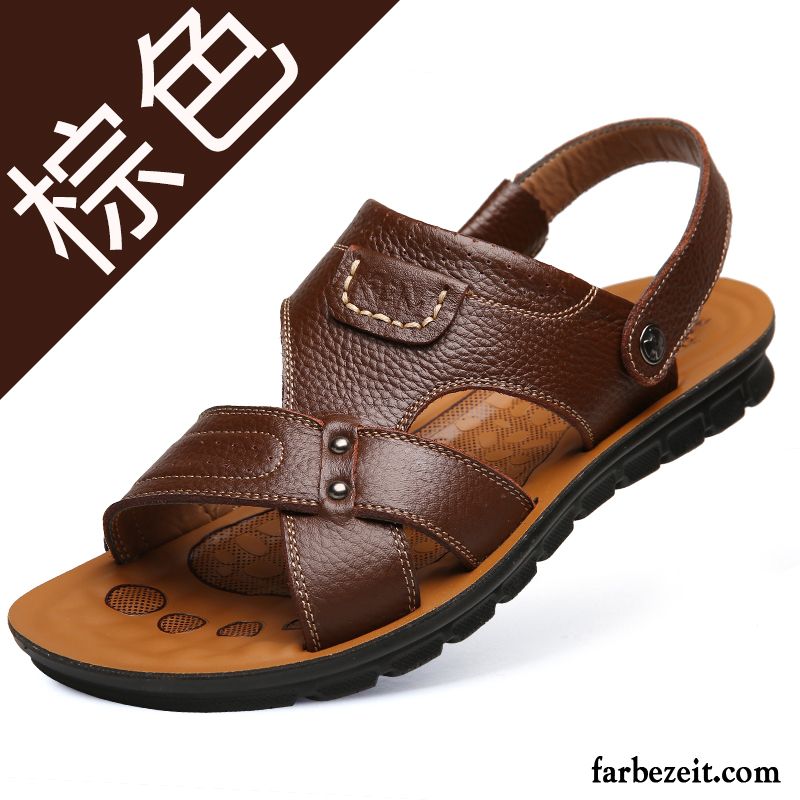 Herren Sandalen Modisch Casual Sandalen Trend Atmungsaktiv Leder Echtleder Rutschsicher Strand Schuhe Sommer Neue