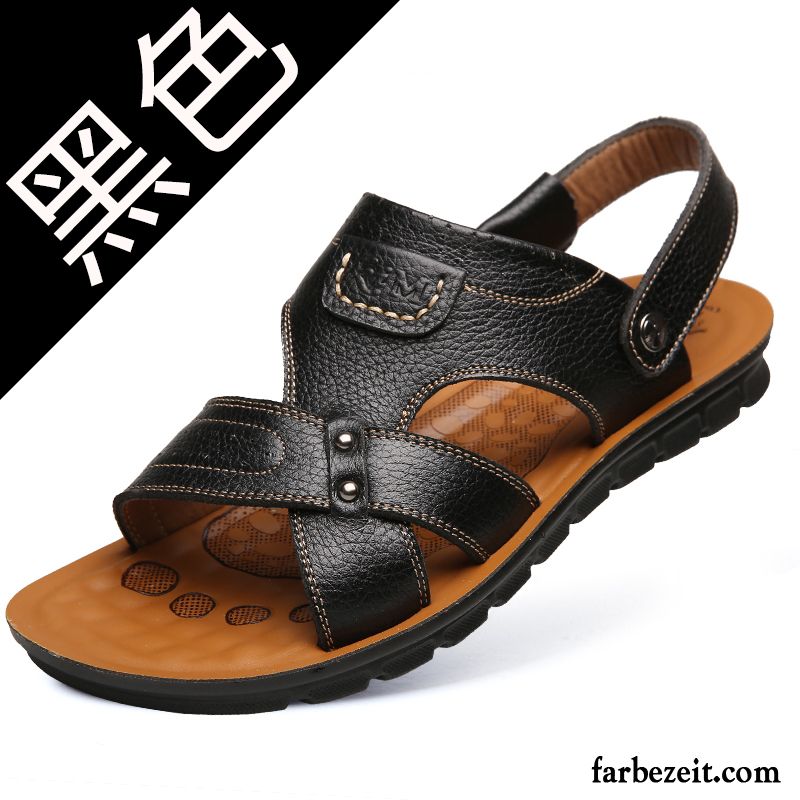 Herren Sandalen Modisch Casual Sandalen Trend Atmungsaktiv Leder Echtleder Rutschsicher Strand Schuhe Sommer Neue