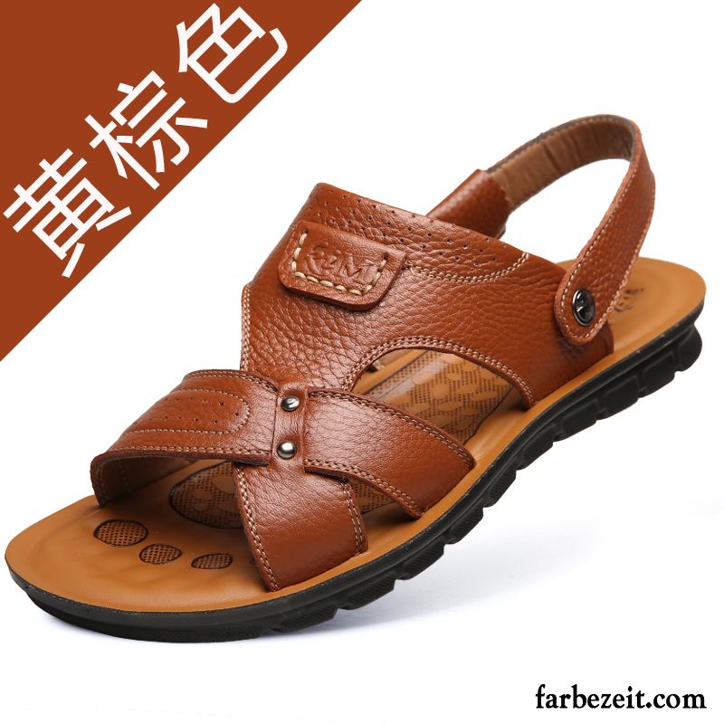 Herren Sandalen Modisch Casual Sandalen Trend Atmungsaktiv Leder Echtleder Rutschsicher Strand Schuhe Sommer Neue