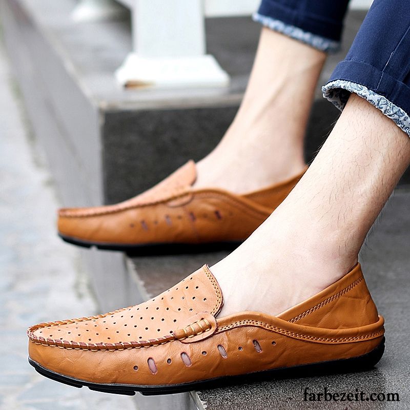 Herren Schnürschuhe Leder Faul Schuhe Herbst Echtleder Casual Slip-on Neue Rot Lederschue Trend Verkaufen