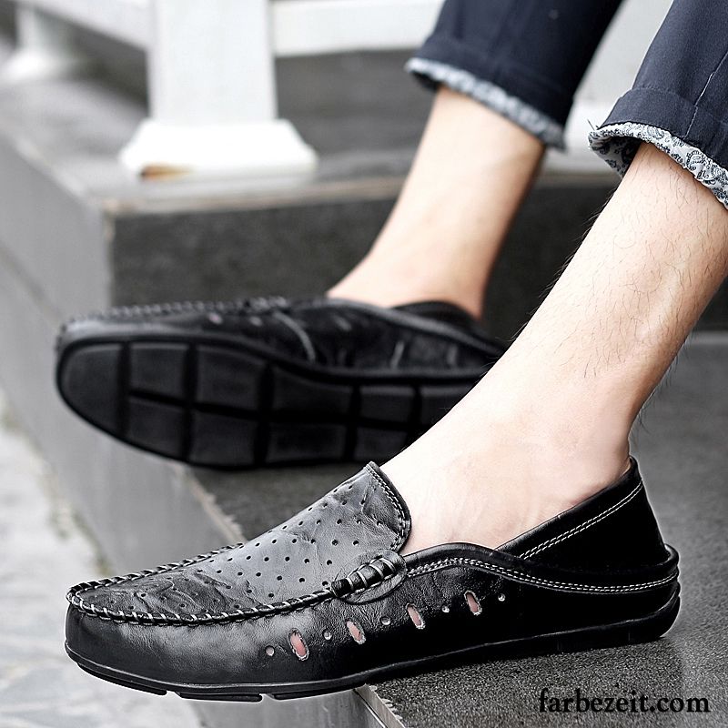 Herren Schnürschuhe Leder Faul Schuhe Herbst Echtleder Casual Slip-on Neue Rot Lederschue Trend Verkaufen