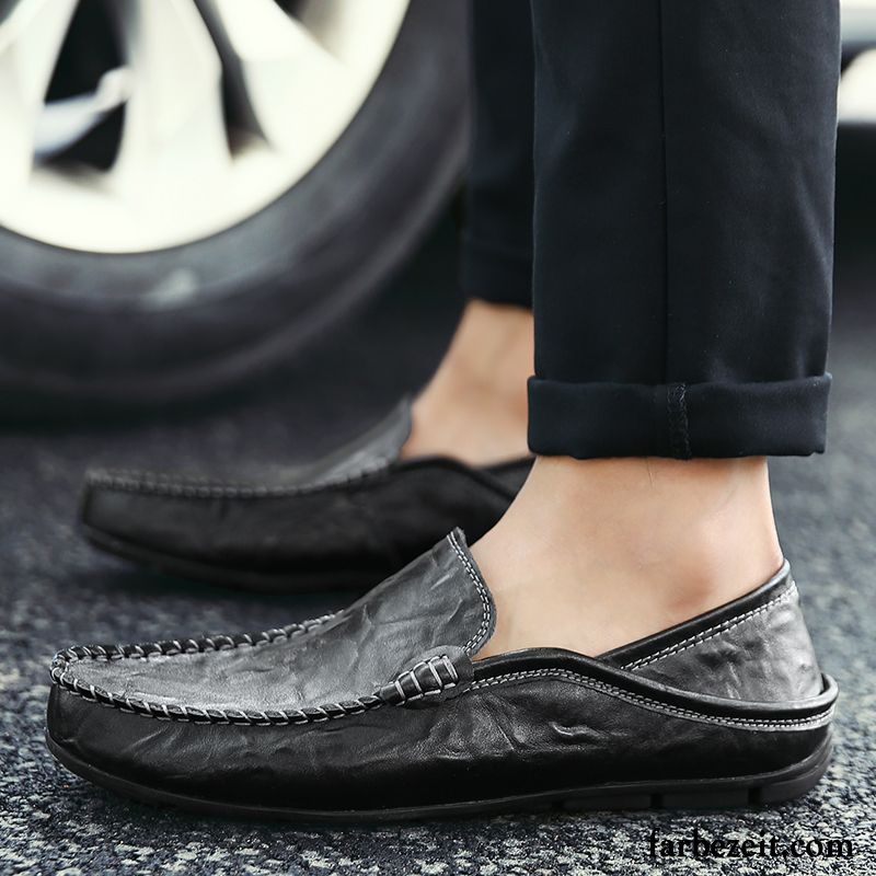 Herren Schnürschuhe Leder Faul Schuhe Herbst Echtleder Casual Slip-on Neue Rot Lederschue Trend Verkaufen