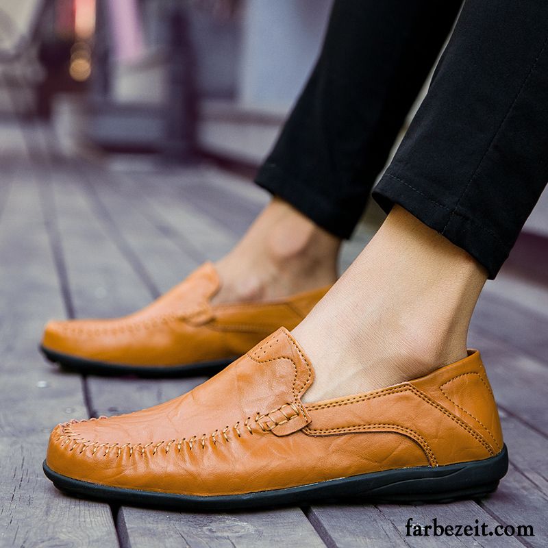 Herren Schnürschuhe Leder Faul Schuhe Herbst Echtleder Casual Slip-on Neue Rot Lederschue Trend Verkaufen