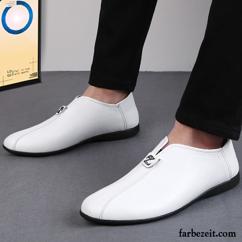 Herren Schuhe Braun Allgleiches Lederschue Sommer Neue Faul Casual Echtleder Weiß Rot Schuhe Slip-on