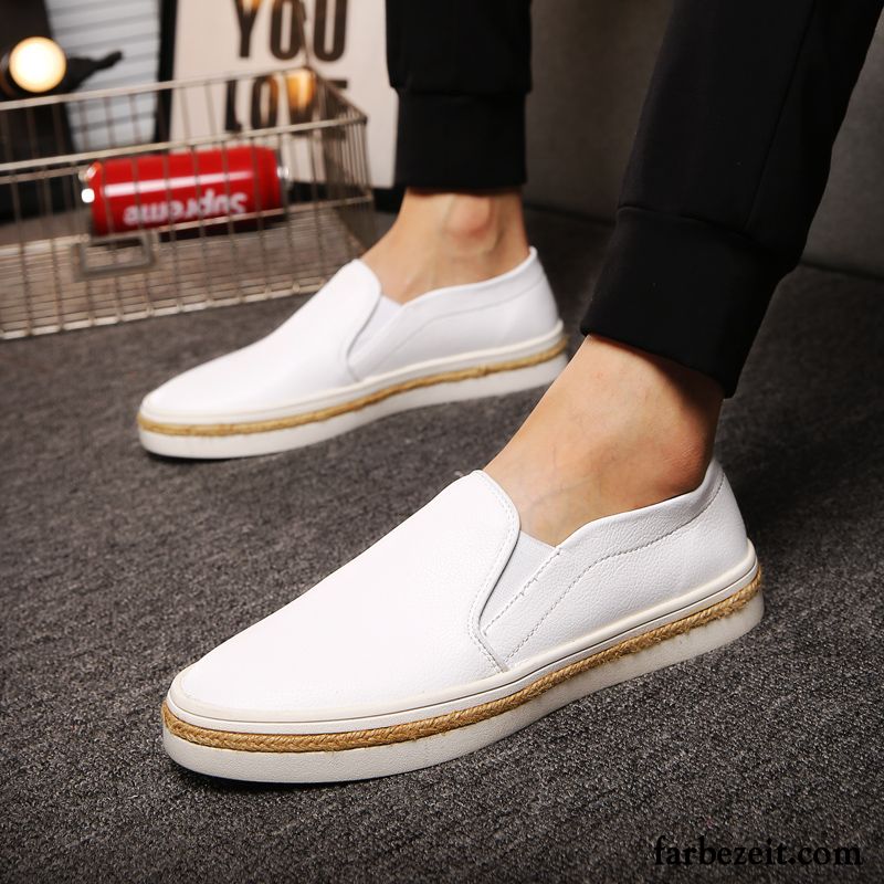 Herren Schuhe Weiß Halbschuhe Faul Slip-on Feder Trend England Casual Lederschue Kaufen