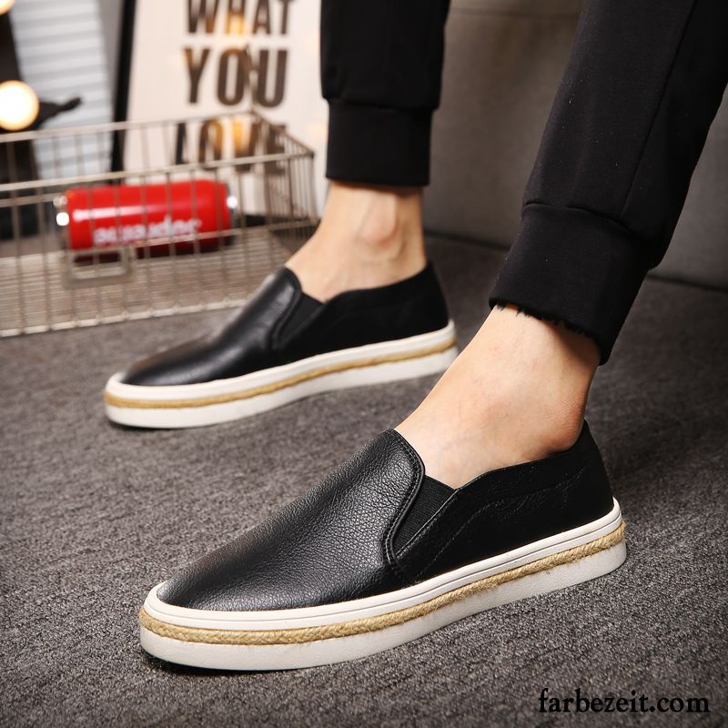 Herren Schuhe Weiß Halbschuhe Faul Slip-on Feder Trend England Casual Lederschue Kaufen