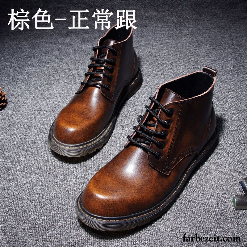 Herren Gefüttert Winter Cargo Schuhe Echtleder Erhöht Hohe England Retro Herbst Trend Martin Stiehlt Verkaufen