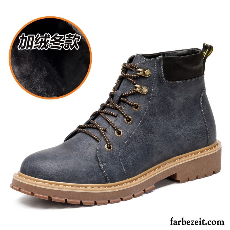 Herren Stiefeletten Reißverschluss Trend Kurze Cargo Martin Stiehlt Plus Samt Retro Wasserdicht Winter Hohe Günstig