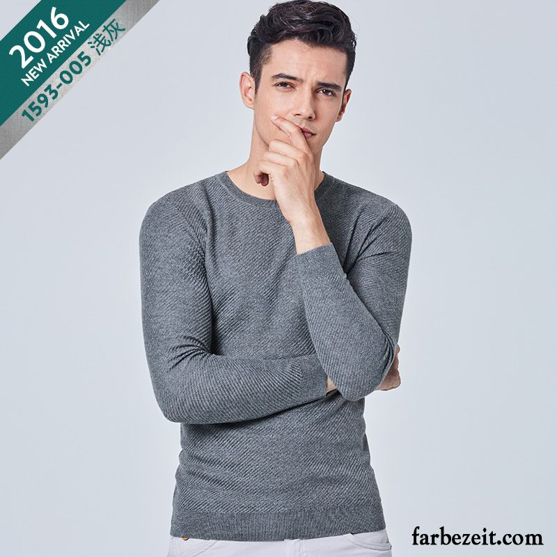 Herren Strick Cardigan Neue Pullover Rein Herbst Dünn Rundhals Wolf Kaufen