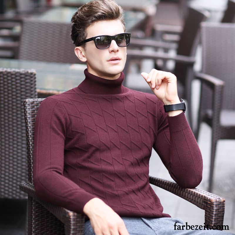 Herren Strickjacke Reißverschluss Stricken Schlank Wollpullover Rein Verdickung Warme Wolle Günstig