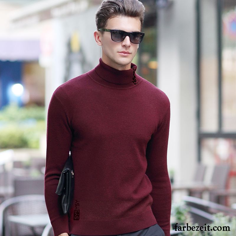 Herren Strickjacke Reißverschluss Stricken Schlank Wollpullover Rein Verdickung Warme Wolle Günstig