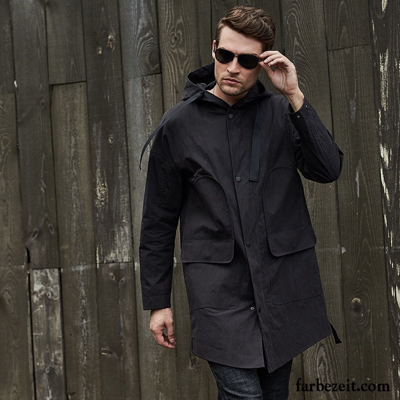 Herren Winterjacke Mit Fell Lose Trend Langer Abschnitt Herbst Mäntel Freizeit Mit Kapuze Jugend Grün Große Größe Überzieher Neu Grau Sale