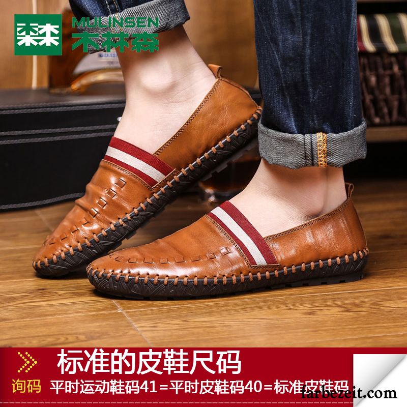 Herrenschuhe Leder Braun Lederschue Feder Herren Weiche Sohle Casual Faul Neue Schuhe Halbschuhe Echtleder Kaufen