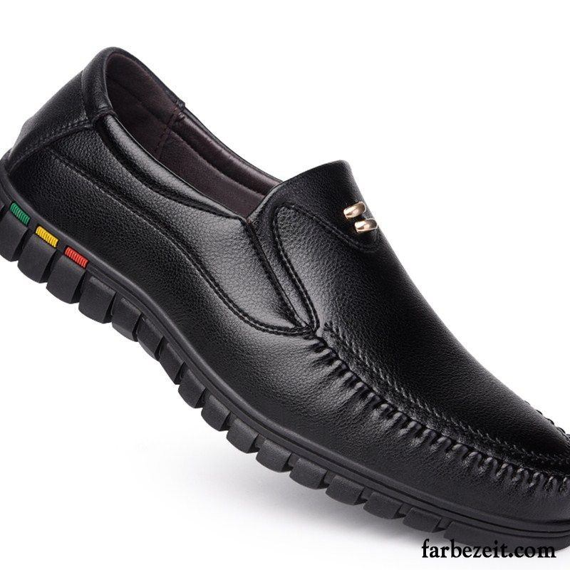 Herrenschuhe Leder Schwarz Geschäft Casual Winter Lederschue Schnürung Jugend England Herren Schuhe