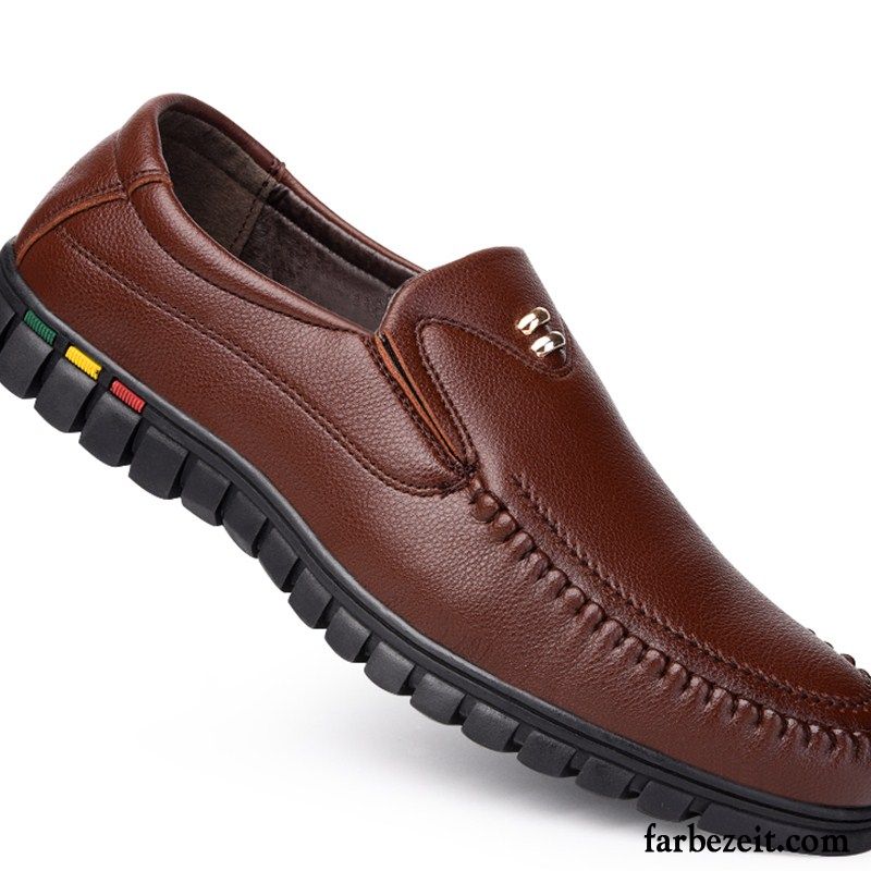 Herrenschuhe Leder Schwarz Geschäft Casual Winter Lederschue Schnürung Jugend England Herren Schuhe