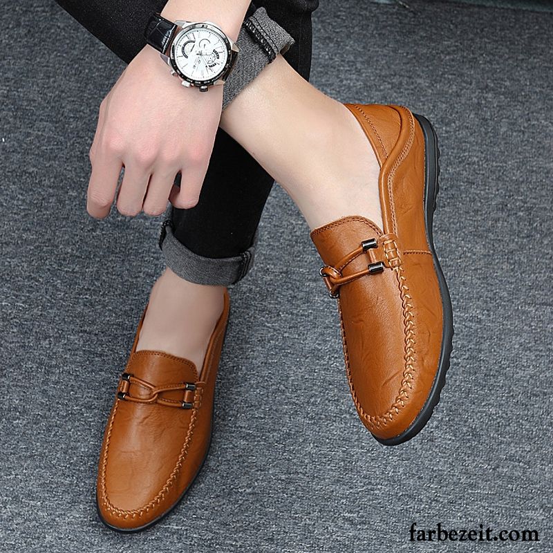 Herrenschuhe Slipper Casual Schuhe Gelb Sommer England Hohl Lederschue Allgleiches Echtleder Fahrschuhe Weiche Sohle Herren Kaufen