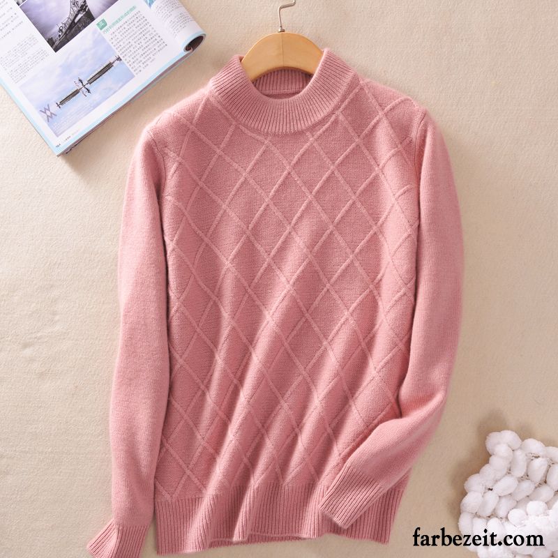 Hochwertiger Strickpullover Damen Verdickung Stricken Schlank Kaschmir Rein Winter Herbst Neu Unteres Hemd Diamant Pullover Günstig