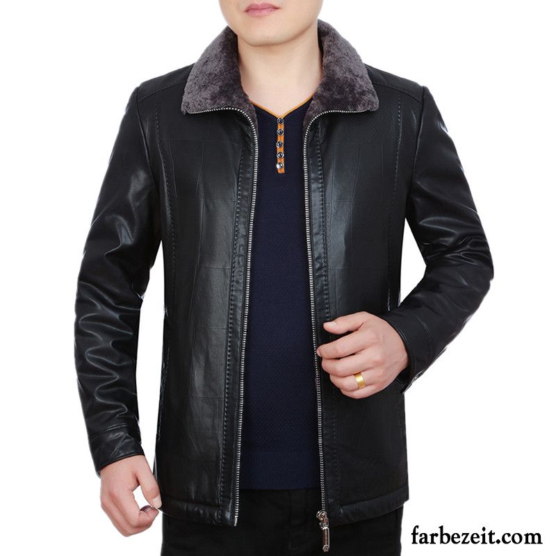 Hochzeitslederjacke Herren Slim Fit Jacke Verdickung Plus Samt Freizeit Winter Lederjacke Überzieher Neu Schlank Billig