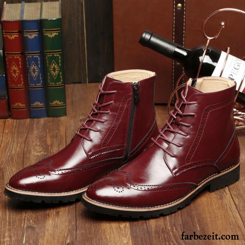 Hohe Lederstiefel Herren Hohe Spitze England Kurze Feder Martin Stiehlt Schuhe Trend Herbst