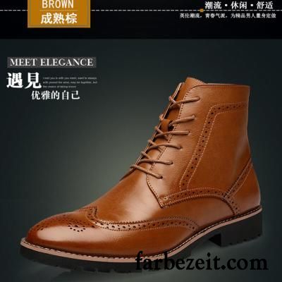 Hohe Lederstiefel Herren Hohe Spitze England Kurze Feder Martin Stiehlt Schuhe Trend Herbst