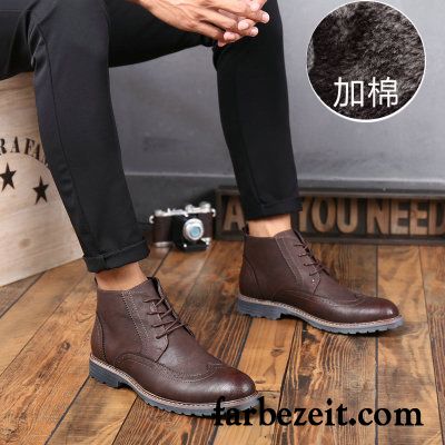 Hohe Lederstiefel Herren Schuhe Hohe Kurze Retro Feder England Martin Stiehlt Lederschue Erhöht Verkaufen