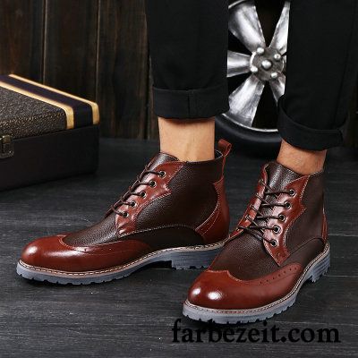 Hohe Lederstiefel Herren Schuhe Hohe Kurze Retro Feder England Martin Stiehlt Lederschue Erhöht Verkaufen