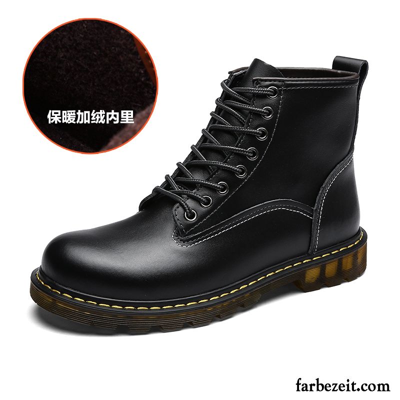 Hohe Lederstiefel Herren Trend Lederschue Winter Martin Stiehlt England Hohe Schwarz Herbst Kaufen