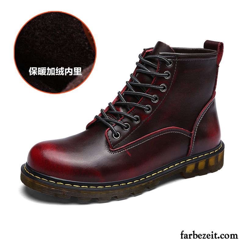 Hohe Lederstiefel Herren Trend Lederschue Winter Martin Stiehlt England Hohe Schwarz Herbst Kaufen