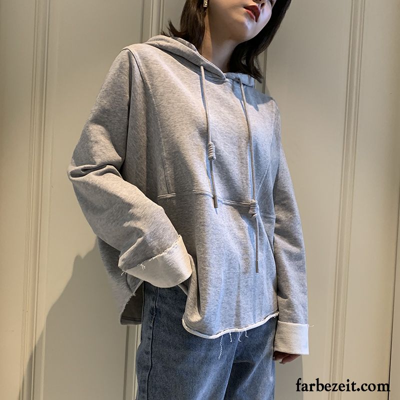 Hoodie Damen Feder Hoodies Überzieher Mantel Lose Trend Weiß