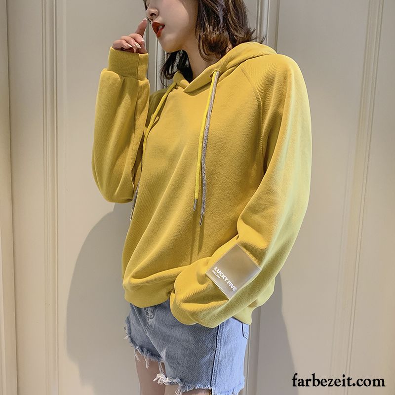 Hoodie Damen Feder Hoodies Überzieher Mantel Lose Trend Weiß