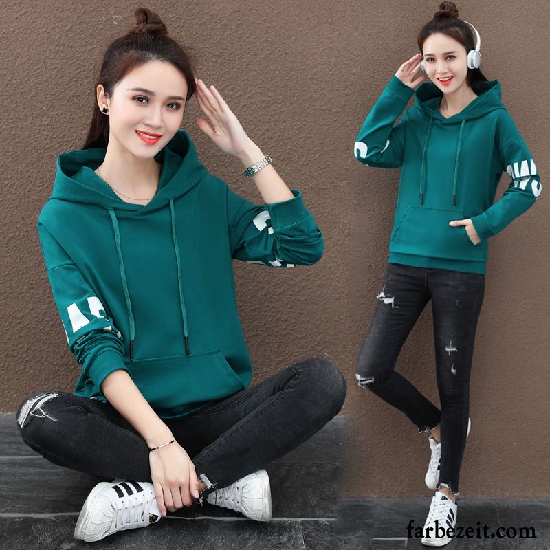 Hoodie Damen Herbst Feder Überzieher Hoodies Mit Kapuze Schüler Weiß