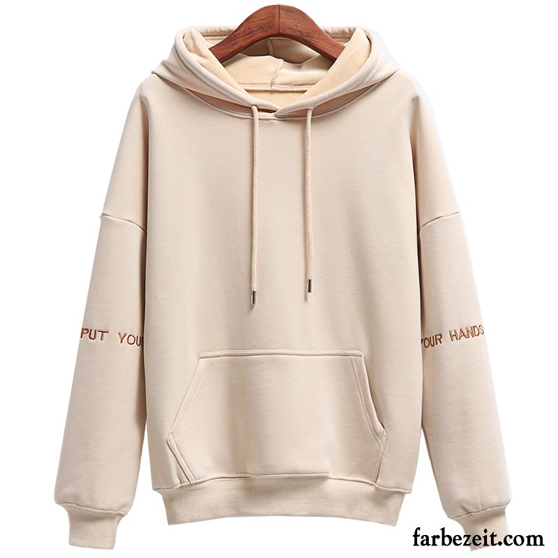 Hoodie Damen Hoodies Lose Verdickung Dünn Mit Kapuze Plus Samt Schwarz