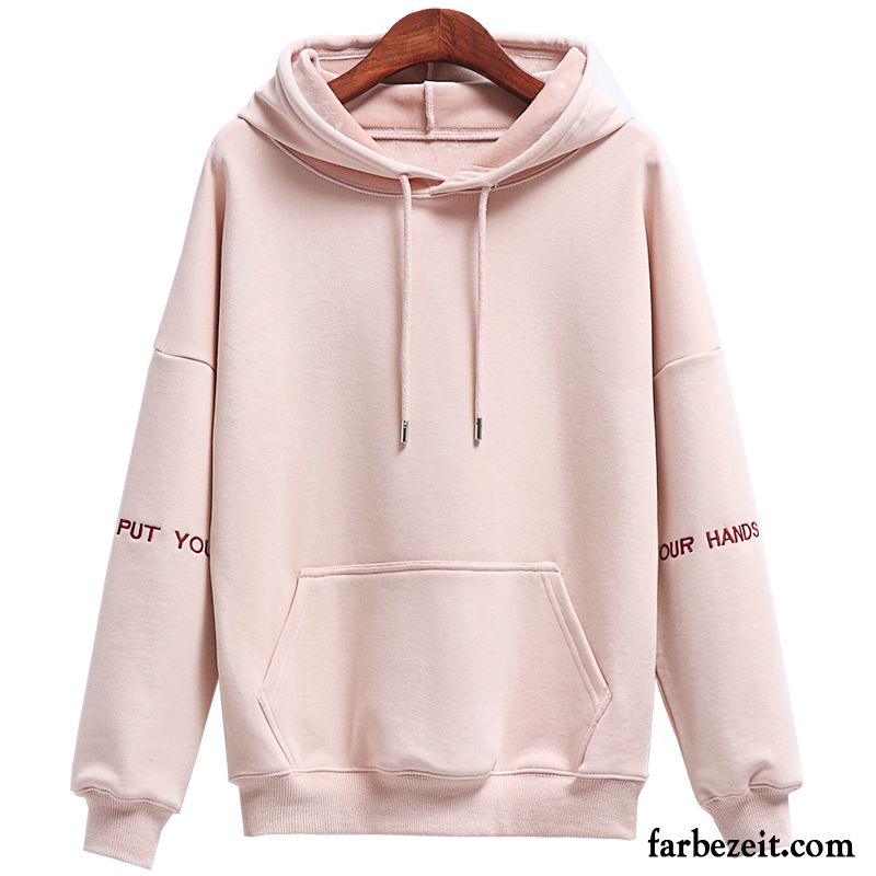 Hoodie Damen Hoodies Lose Verdickung Dünn Mit Kapuze Plus Samt Schwarz