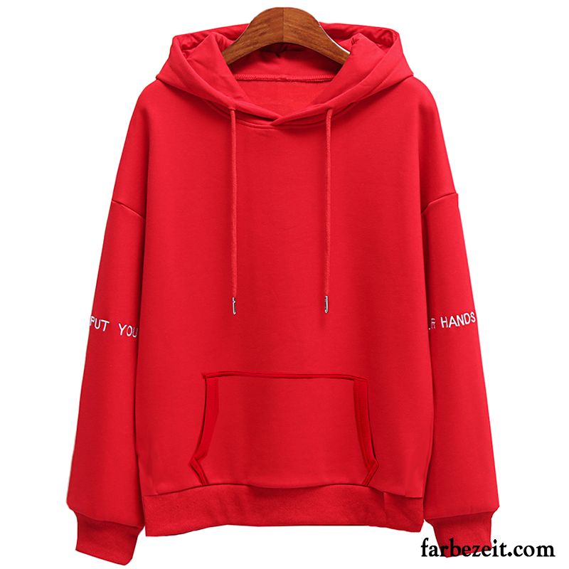 Hoodie Damen Hoodies Lose Verdickung Dünn Mit Kapuze Plus Samt Schwarz