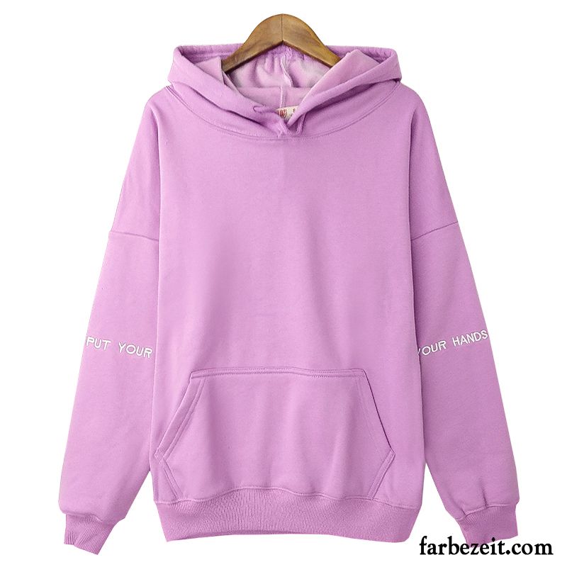 Hoodie Damen Hoodies Lose Verdickung Dünn Mit Kapuze Plus Samt Schwarz