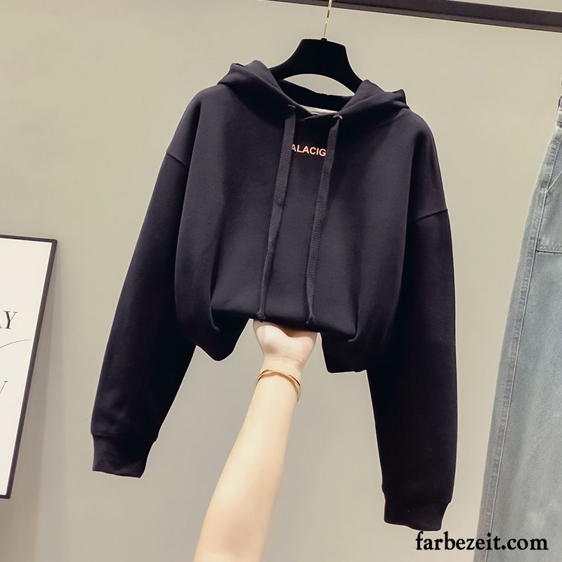 Hoodie Damen Hoodies Mantel Lose Überzieher Kurzer Absatz Herbst Weiß